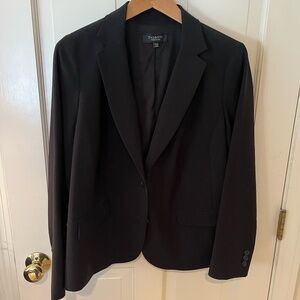 Women's Talbots Wool Blend Blazer Black Size 14WP Classic Style